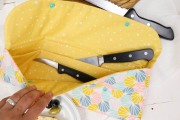 Teilungsfach der selbstgenähten Messertasche. JanaKnöpfchen - Nähen für Jungs