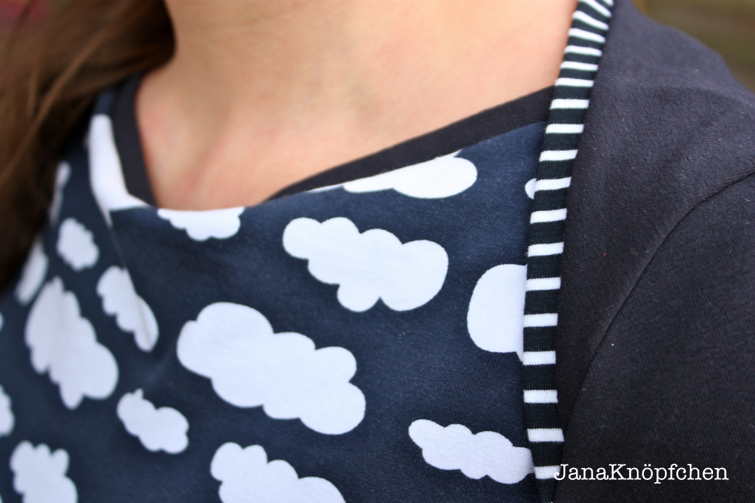 Liv Shirt mit amerikanischen Ausschnitt genäht. JanaKnöpfchen - Nähen für Jungs