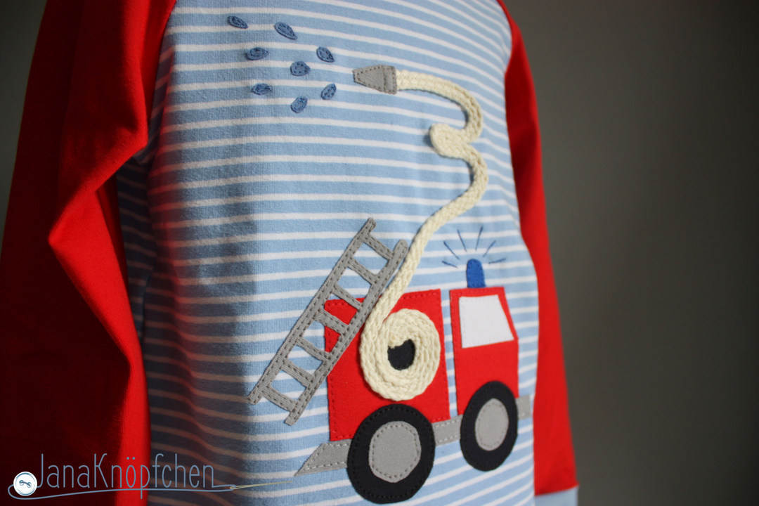 Feuerwehrshirt nähen - zum Geburtstag mit Feuerwehrapplikation - JanaKnöpfchen Nähen für jungs