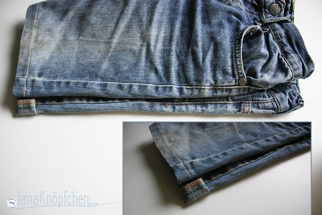 Tutorial Kürzen der Jeans Vergleich mit kurzer Hose. JanaKnöpfchen - Nähen für Jungs. Nähblog