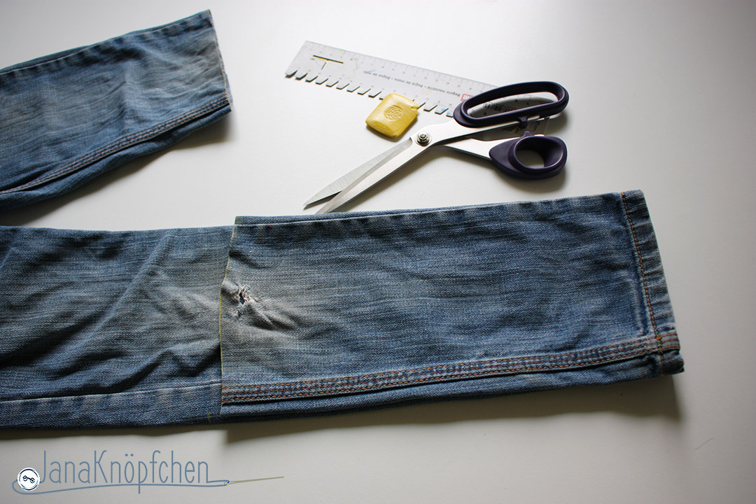 Tutorial Kürzen der Jeans Beine gleich abschneiden. JanaKnöpfchen - Nähen für Jungs. Nähblog