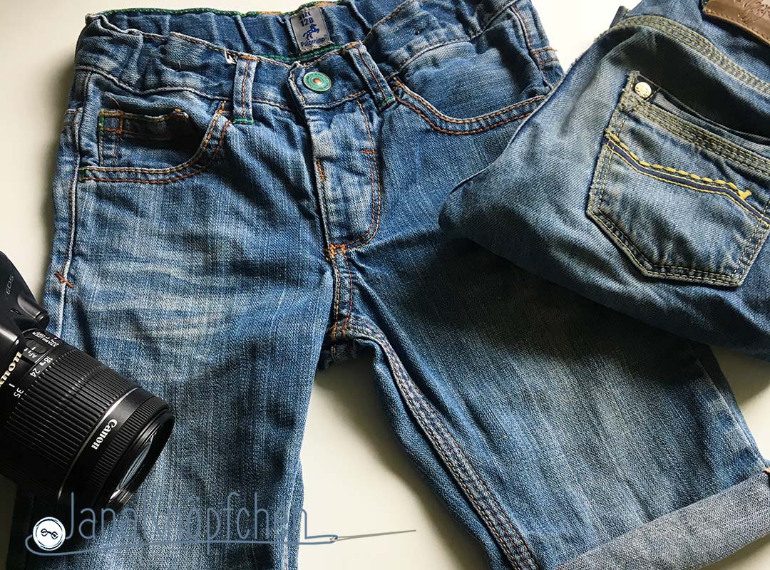 Tutorial Kürzen von Jeans - aus langer Jeans kurze Jeans nähen Blogbeitrag JanaKnöpfchen - Nähen für Jungs.