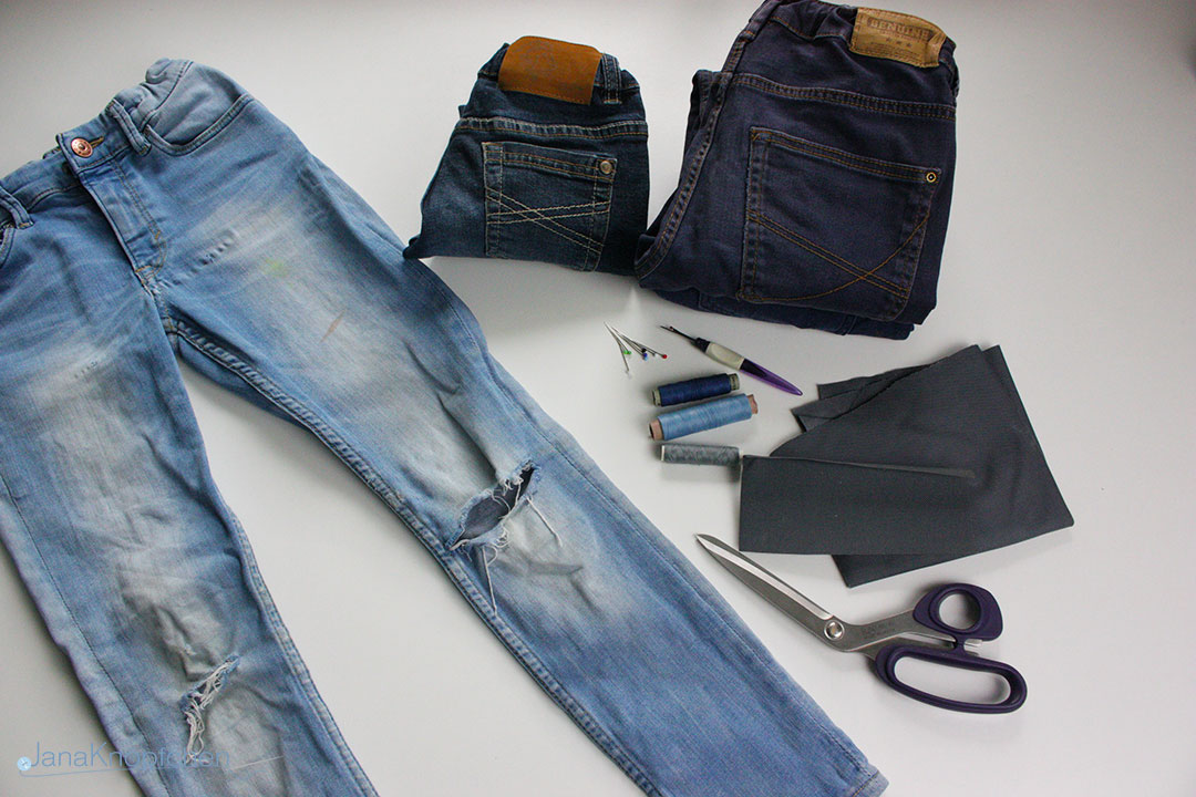 Tutorial wie flicke ich eine Jeans? Blogpost wie flicke ich eine Jeans. JanaKnöpfchen - Nähen für Jungs