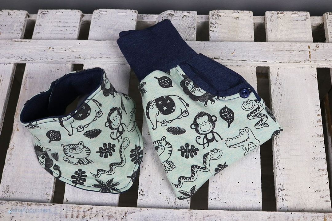 Babyset Dschungel mit Tuch Gr. 56. JanaKnöpfchen