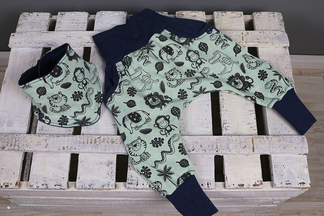 Babyset Dschungel mit Tuch Gr. 56. JanaKnöpfchen