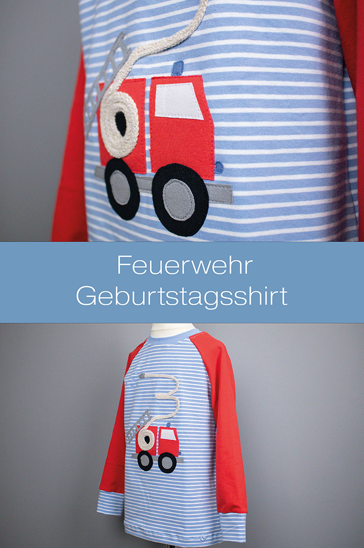 Feuerwehr-Geburtstagsshirt für kleine Feuerwehrfans zum Geburtstag. JanaKnöpfchen - Nähen für Jungs