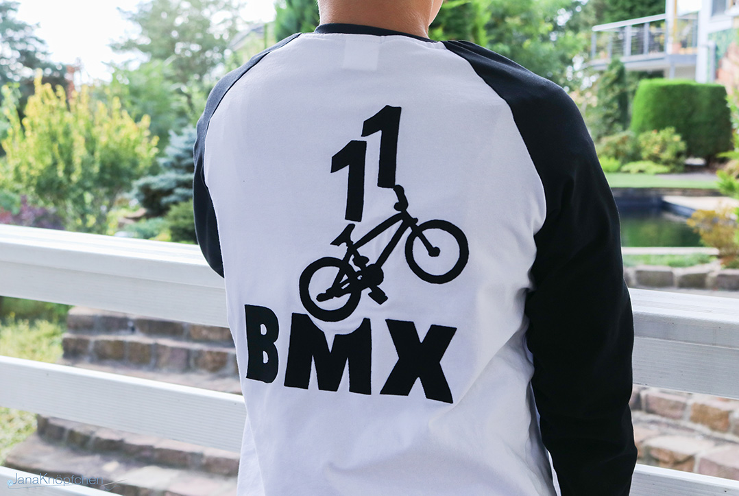 BMX Applikation auf Shirt genäht. JanaKnöpfchen - Nähen für Jungs