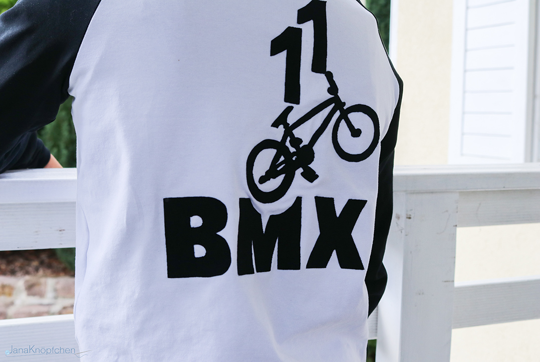BMX Applikation auf Shirt für Jungs. JanaKnöpfchen - Nähen für Jungs