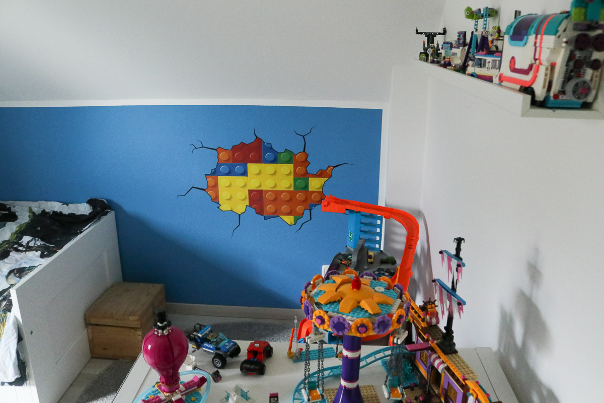 Legospielecke mit Lego-Wandtattoo im Kinderzimmer. JanaKnöpfchen - Nähen für Jungs